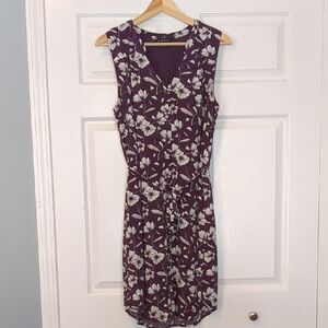 Floral Sleeveless Dress - Purple and White